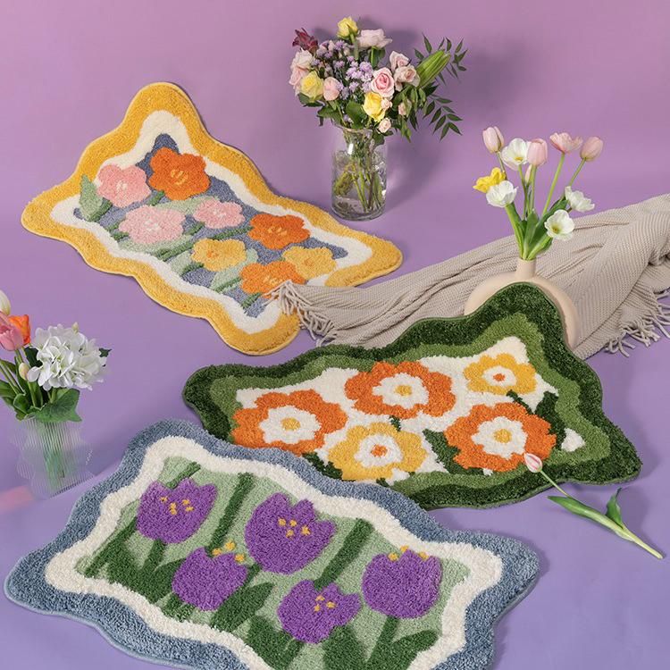 Fluffy Irregular Floral Accent Rug