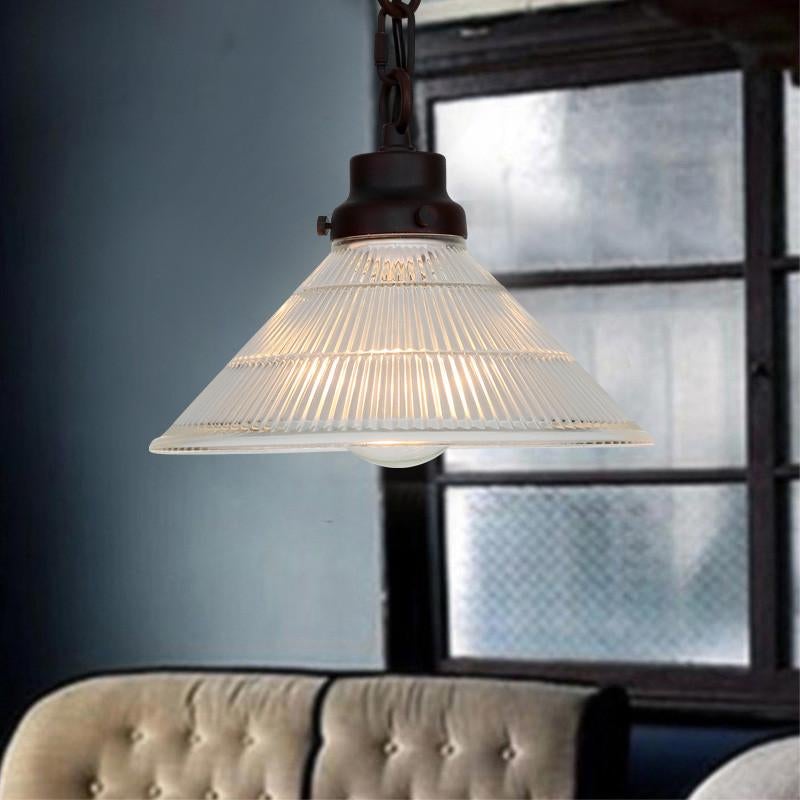 Fluted glass pendant light