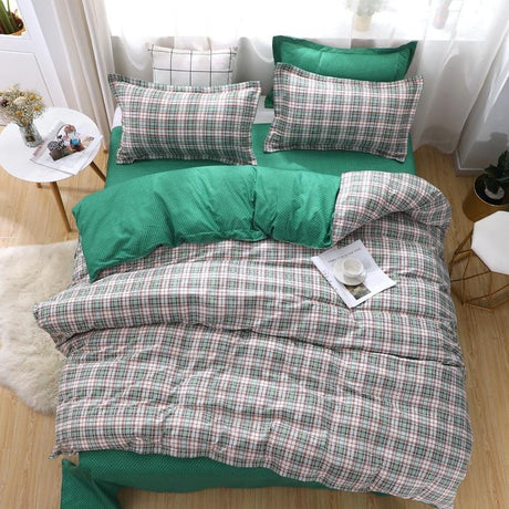 Plaid And Dots Bedding Set