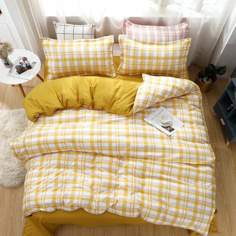 Plaid And Dots Bedding Set