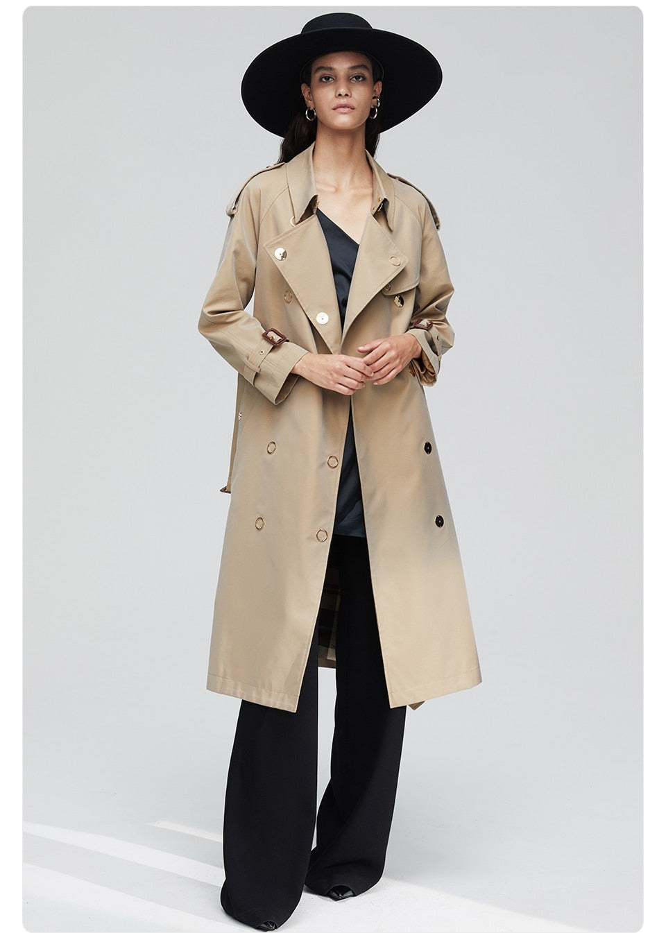 trench loose high quality double breasted long coat
