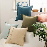 The Buttoned-Up Linen Pillow Cover