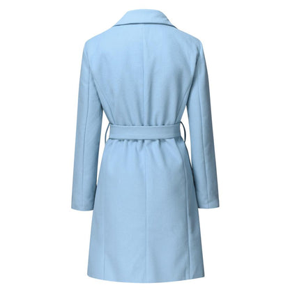 Wool Blend Long Sleeve Casual Loose Long Overcoat With Belt Coats