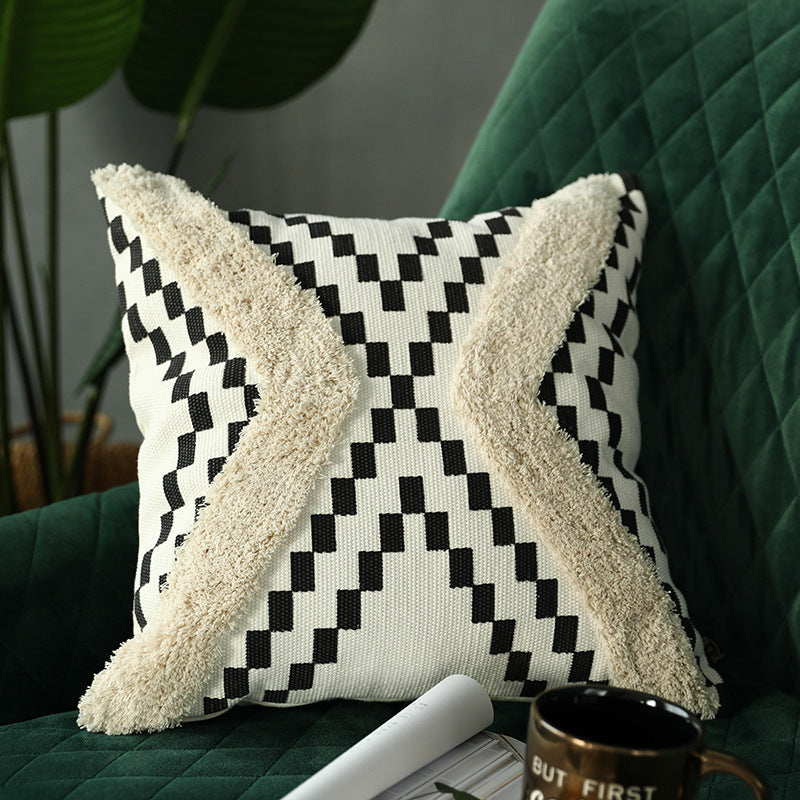 Xavier Black and White  Checkered Pillow Cover