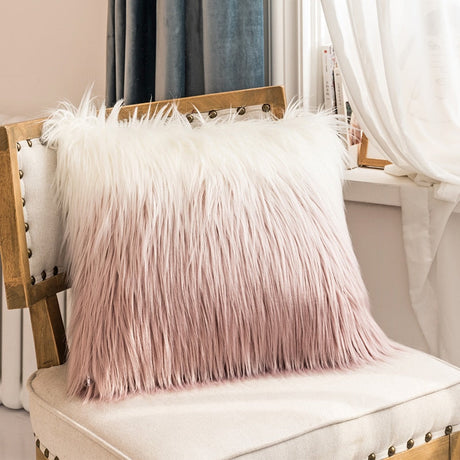 The Colorful Faux Angora Pillow Cover