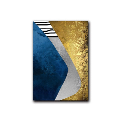 Blue Meets Gold Geometric Canvas Prints