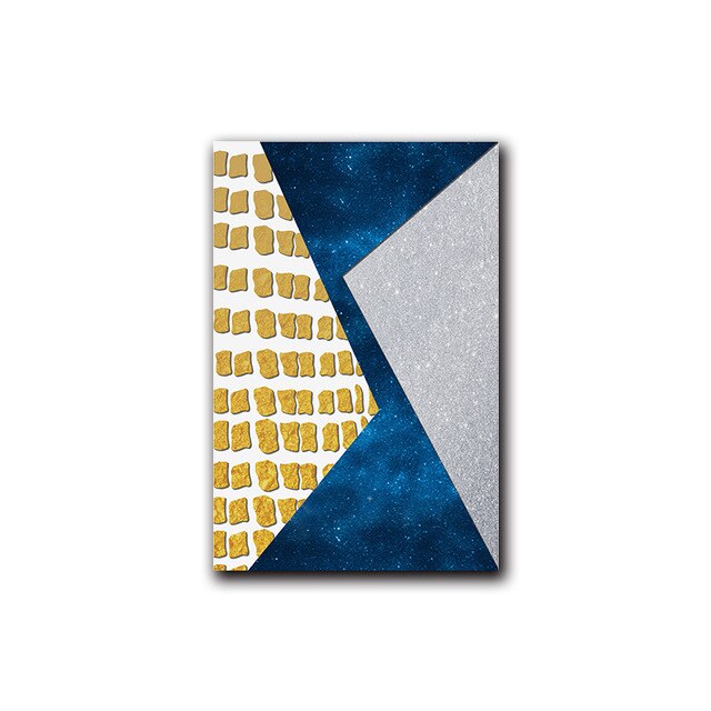 Blue Meets Gold Geometric Canvas Prints