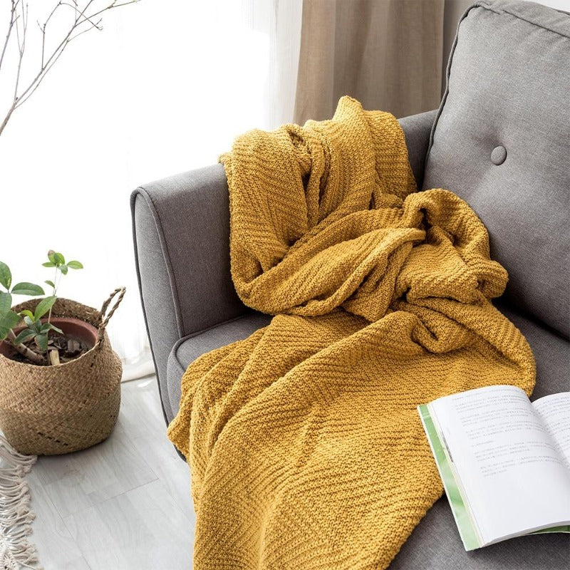 The Goldenrod Herringbone Throw Blanket