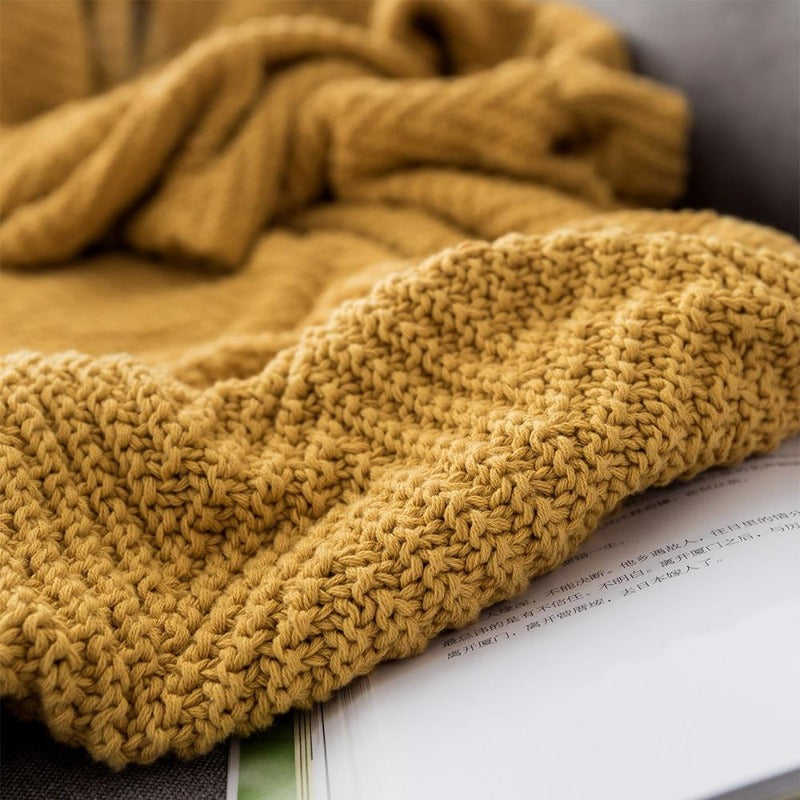 The Goldenrod Herringbone Throw Blanket