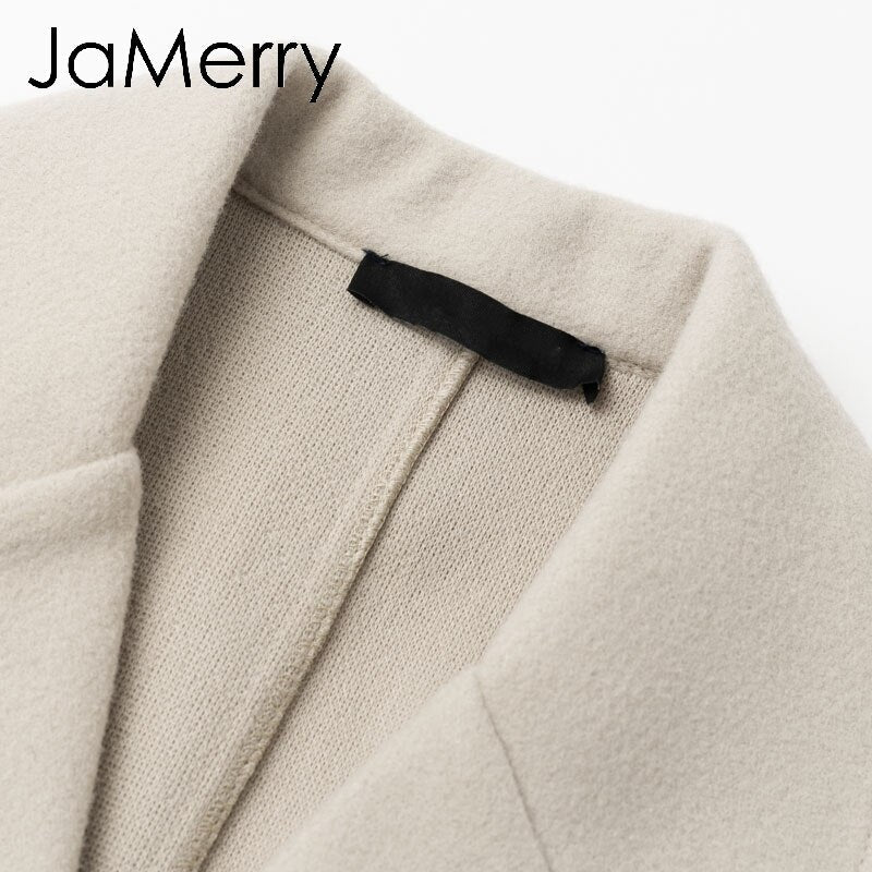 Vintage tweed Long sleeve elegant sash belt coat