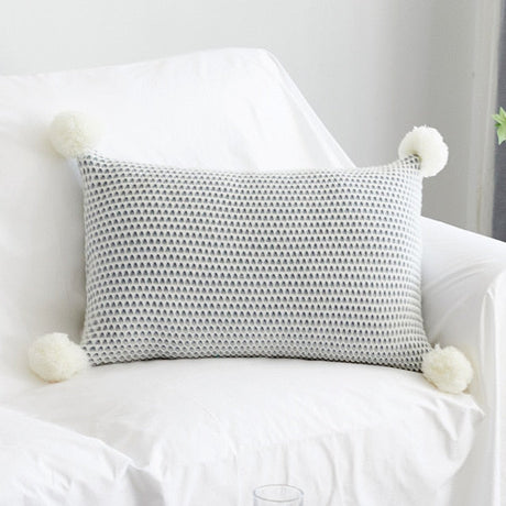 Polly Pom Pom Lumbar Knit Pillow Cover