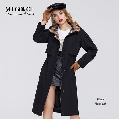 Trench Cloak Windproof with Resistant Collar with Hood Windbreaker Coat