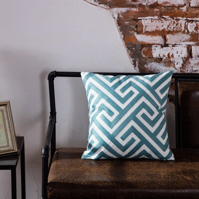 Seafoam Blue Geometric Pillow Covers