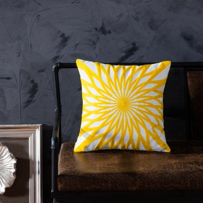 Burst of Yellow Embroidered Pillow Covers