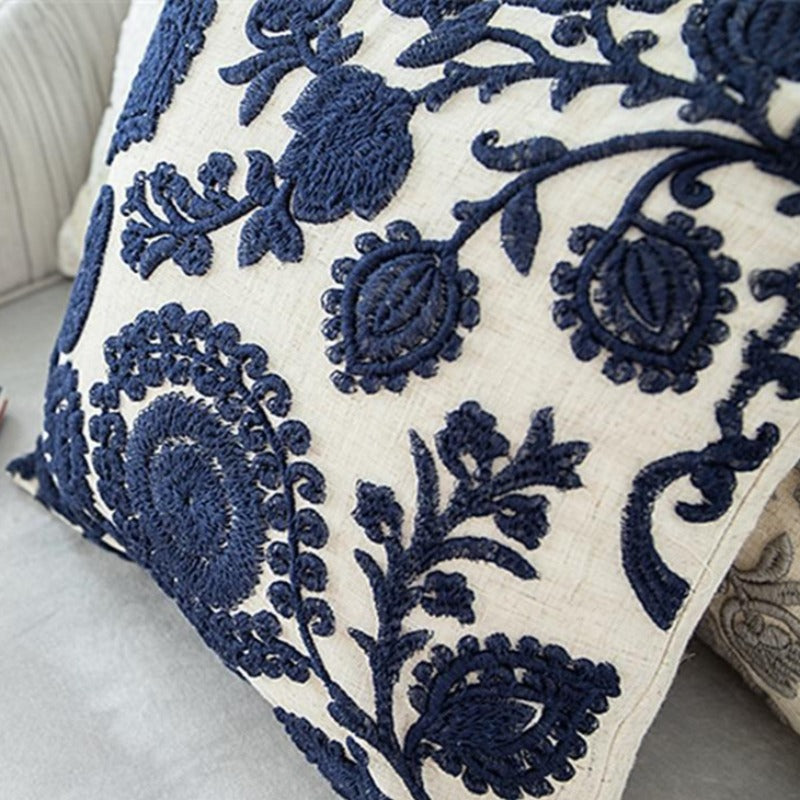 The Jacobean Floral Embroidered Pillow Cover