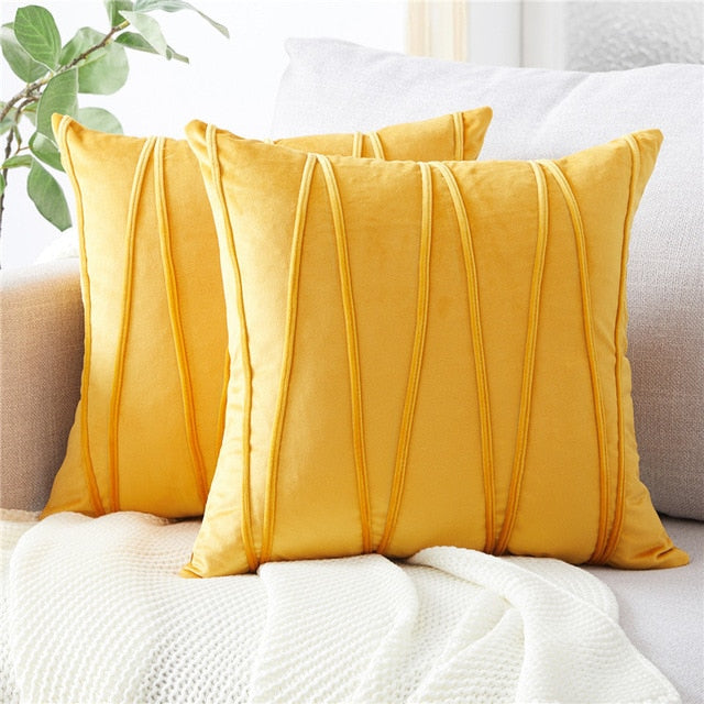 Bisou Velvet Striped Pillow Cover