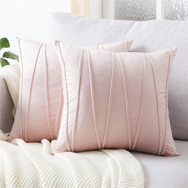 Bisou Velvet Striped Pillow Cover