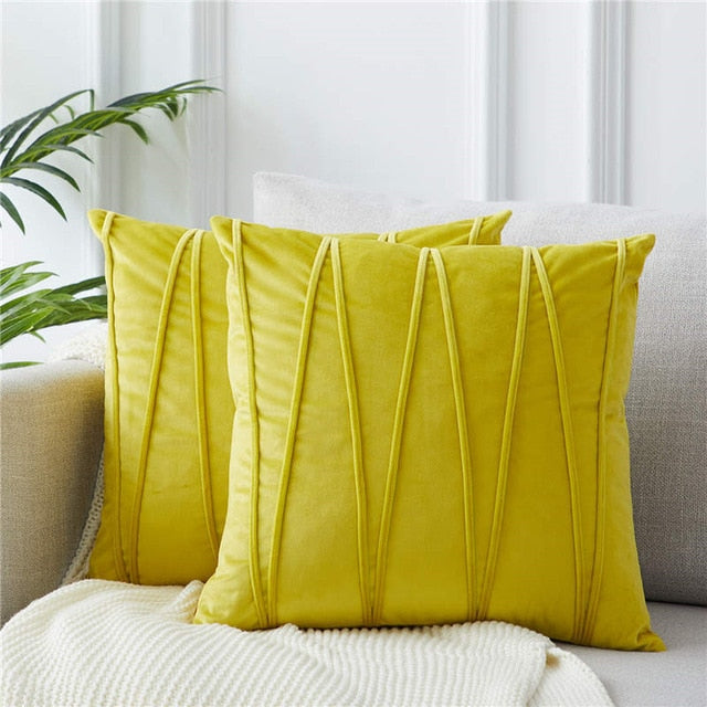 Bisou Velvet Striped Pillow Cover