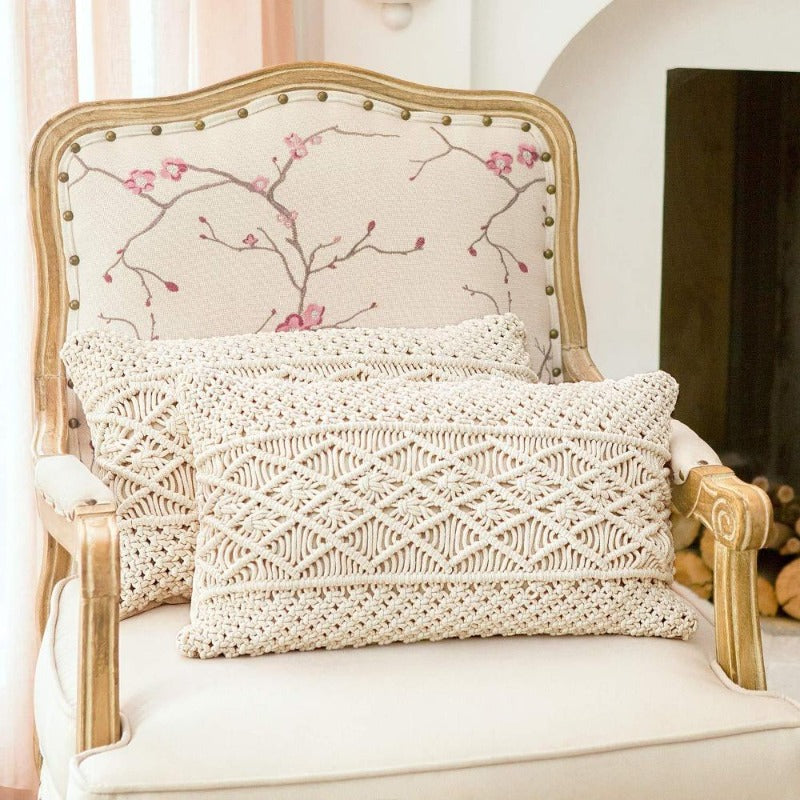 The Boho Beauty Macramé Lumbar Pillow Cover