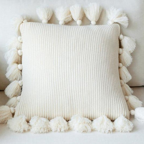 The Deluxe Tassel Knitted Pillow Cover