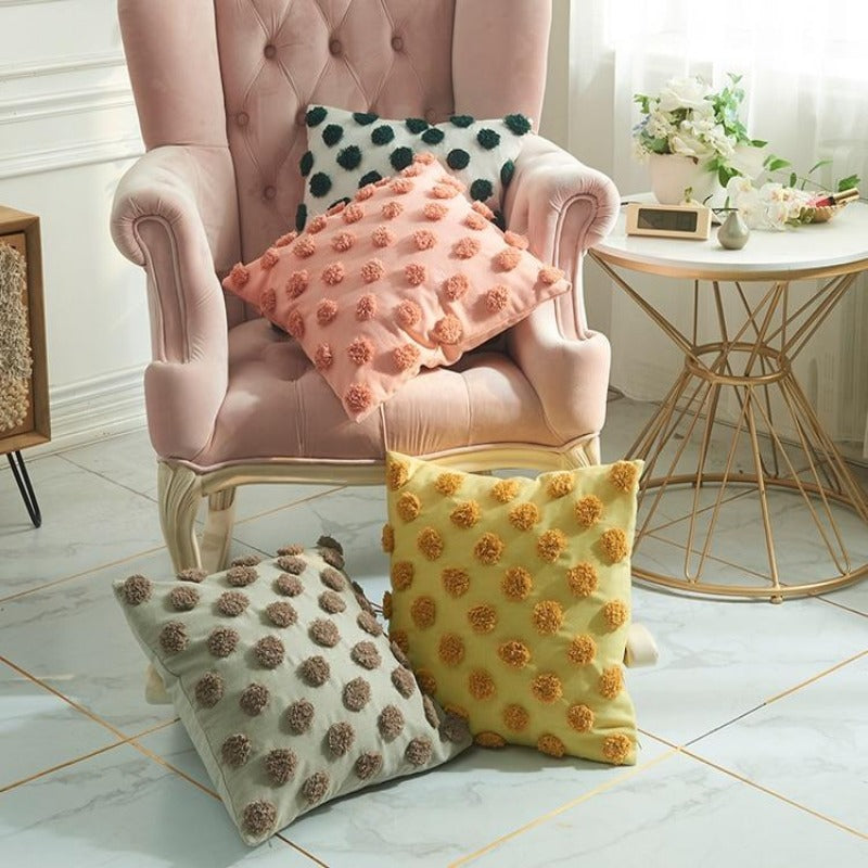 The Polka Poms Pillow Cover