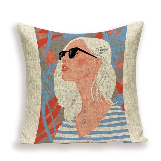 Kvinna Art Linen Pillow Covers