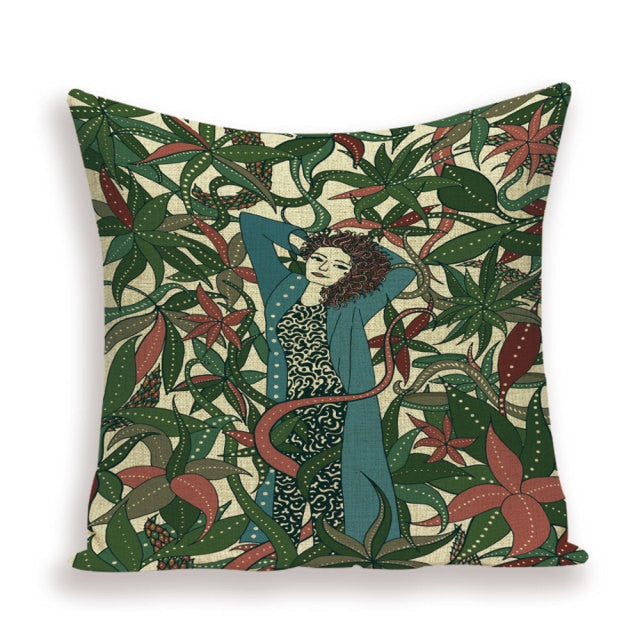 Kvinna Art Linen Pillow Covers