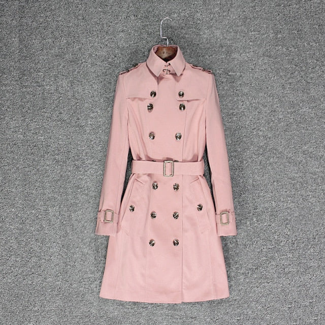 Trench long style British classic double-breasted coat