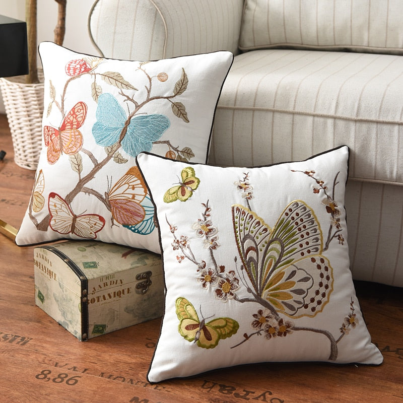 Papillon Embroidered Pillow Covers