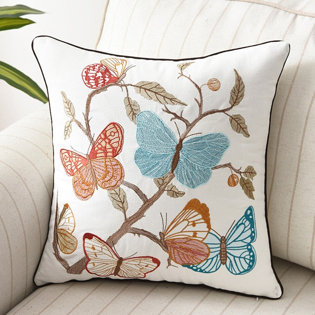 Papillon Embroidered Pillow Covers