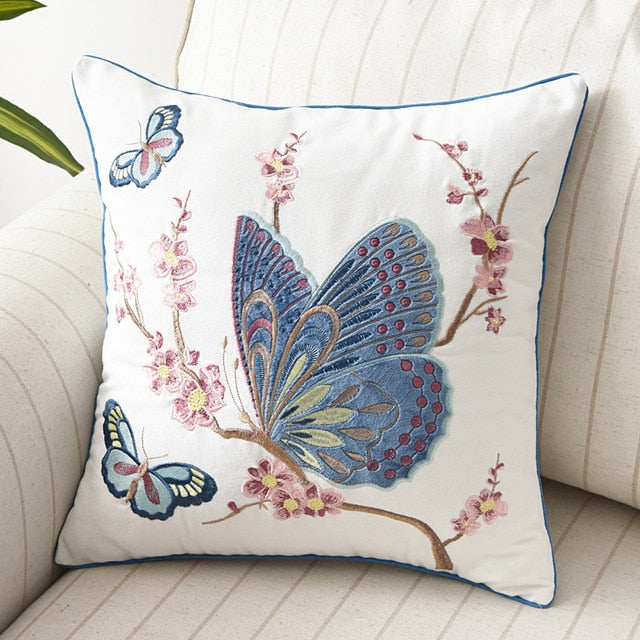 Papillon Embroidered Pillow Covers