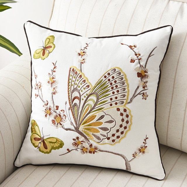 Papillon Embroidered Pillow Covers