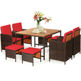 9 Piece Patio Rattan Dining Set