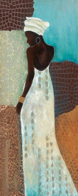 Vintage Africa Wall Art Canvas Posters and Prints Black Woman Oil Painting Aisle Living Room Wall Pictures Bohemian Decor Cuadro