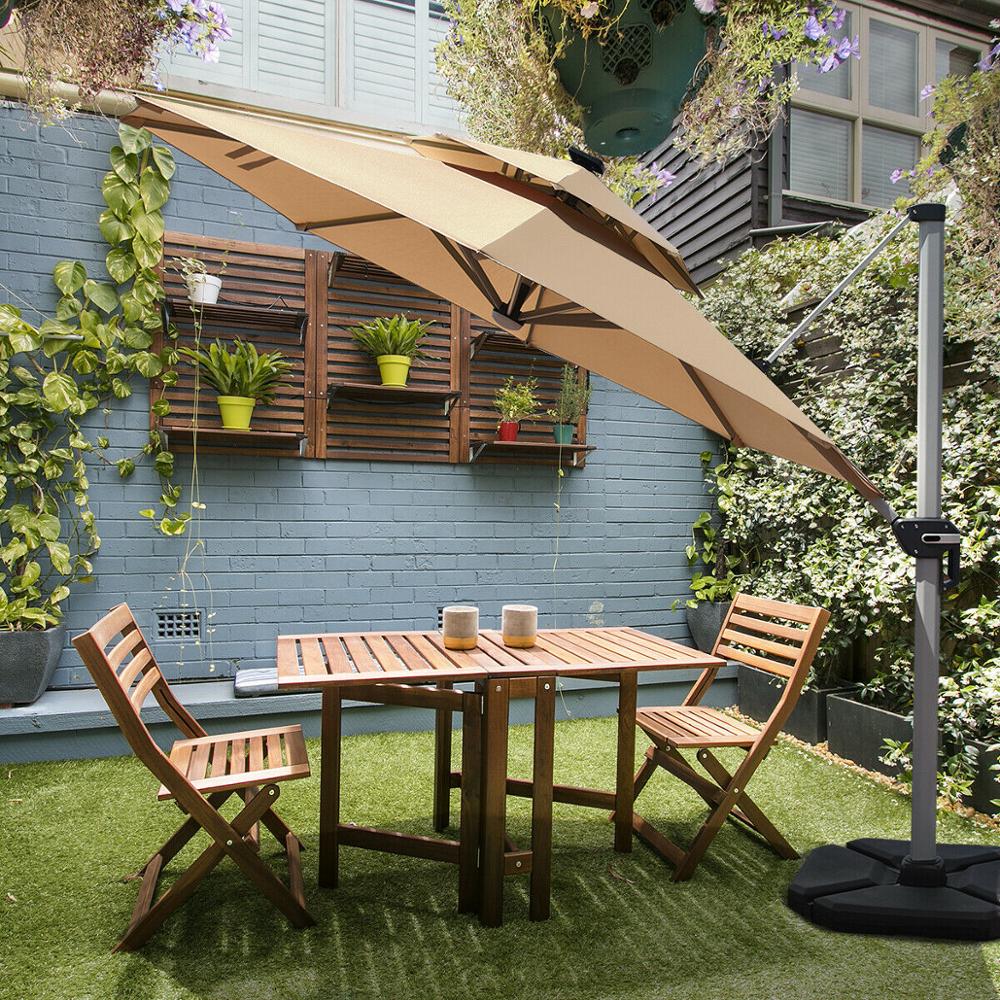 10ft Solar LED Patio Cantilever Umbrella