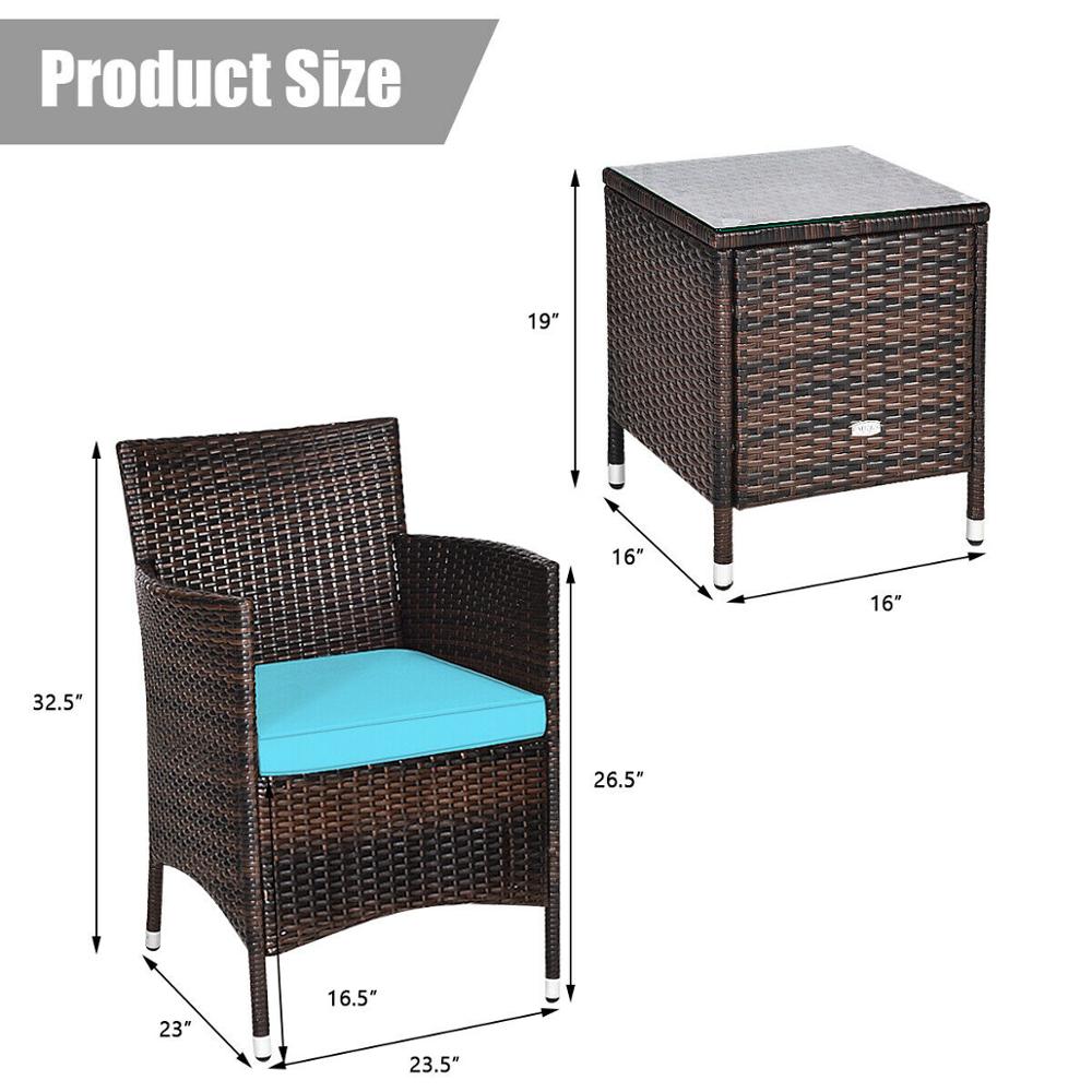 3 Piece Rattan Wicker Furniture Set