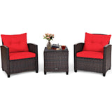 3 Piece Patio Rattan Furniture Set