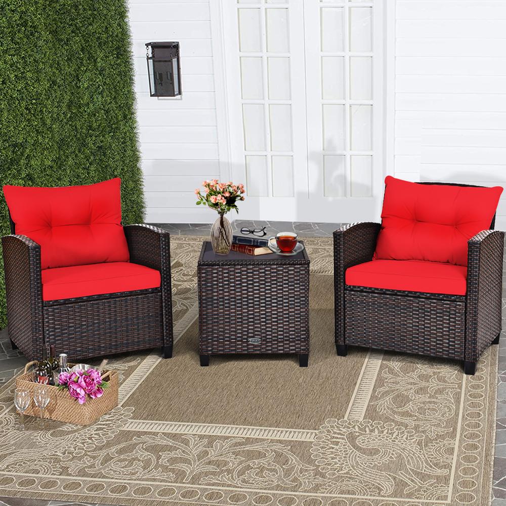 3 Piece Patio Rattan Furniture Set