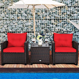 3 Piece Patio Rattan Furniture Set