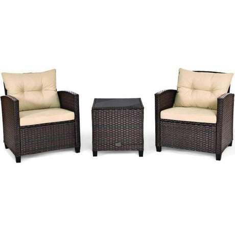 3 Piece Patio Rattan Furniture Set