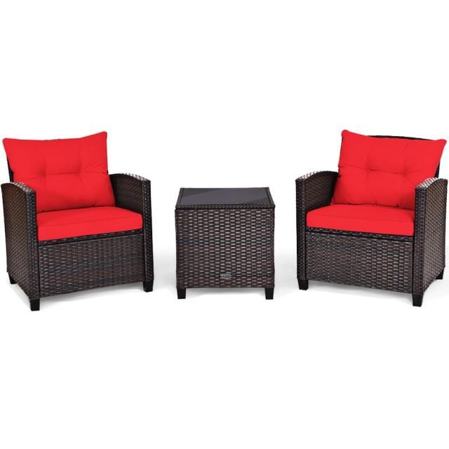 3 Piece Patio Rattan Furniture Set