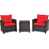 3 Piece Patio Rattan Furniture Set