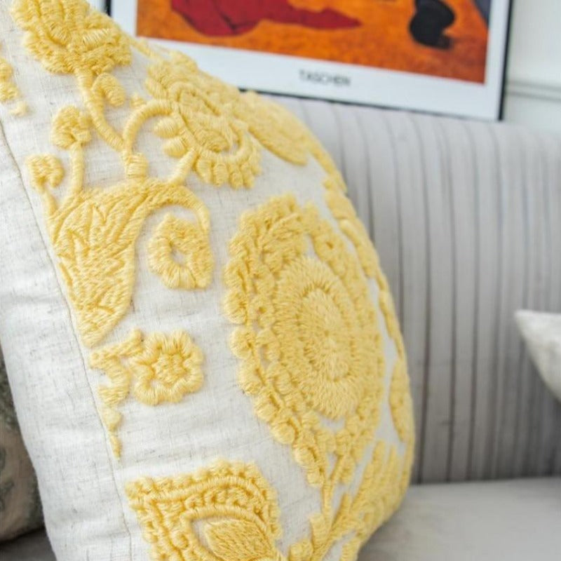 The Jacobean Floral Embroidered Pillow Cover