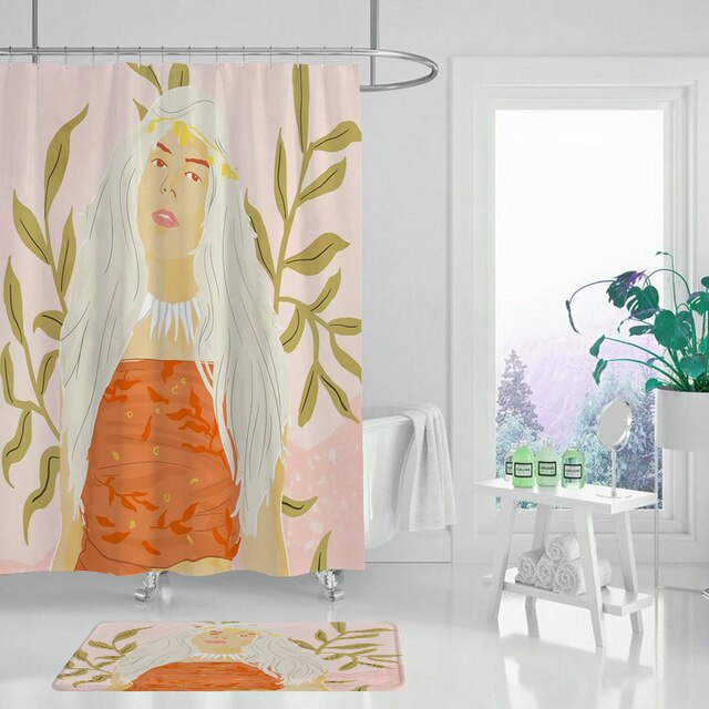 Alla Abstract Woman Print Shower Curtains or Matching Bath Mat