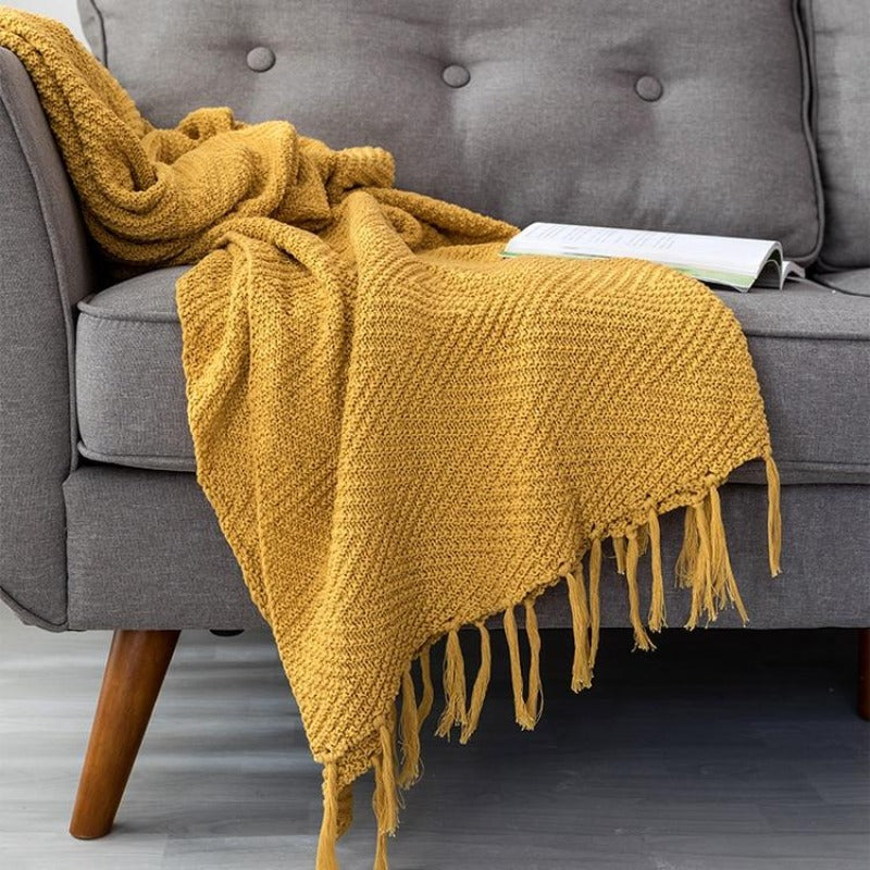 The Goldenrod Herringbone Throw Blanket