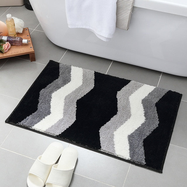 Kary Striped Microfiber Bath Mats