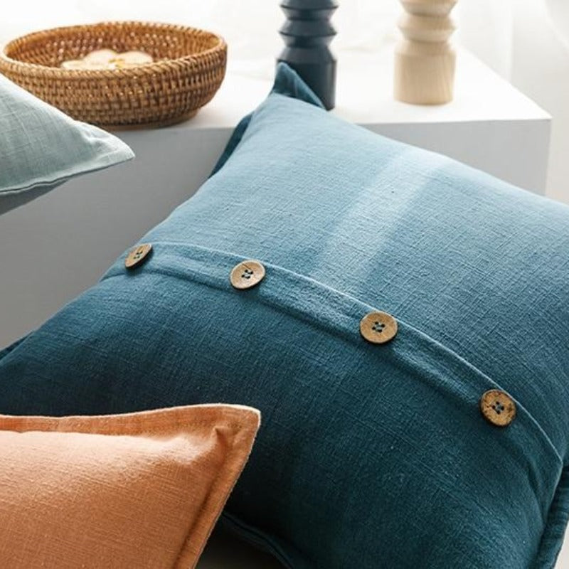 The Buttoned-Up Linen Pillow Cover