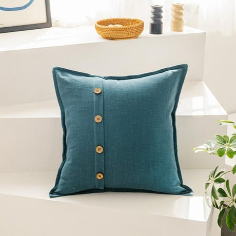 The Buttoned-Up Linen Pillow Cover