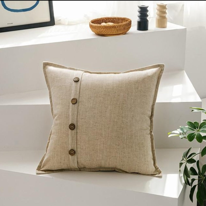 The Buttoned-Up Linen Pillow Cover