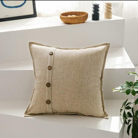 The Buttoned-Up Linen Pillow Cover